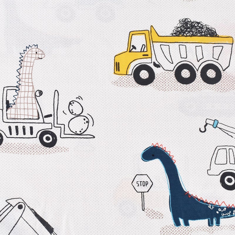 J-pinno J pinno Dinosaur Construction Work Digger Cars Vehicle Cute Cozy Fun Full Sheet Set for Kids Girls Children 100% Cotton Flat Sheet + Fitted Sheet + Pillowcase Bedding Set (Dinosaur  Full) - Image 5